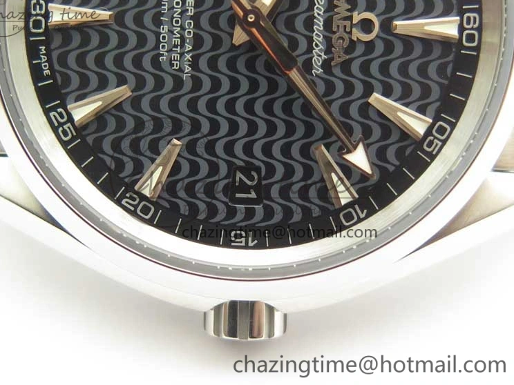 0228 FlexibleFit Aqua Terra 150M SS VSF 1:1 Best Edition Black Wave Textured Dial RG Hand on SS Bracelet A8500 Super Clone 8032